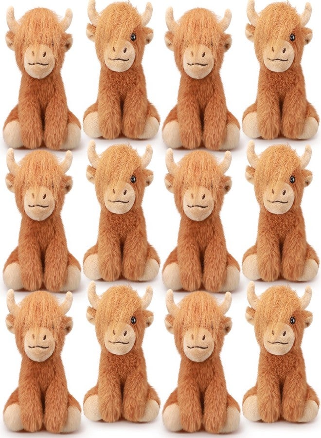 Blueweenly 12 Pcs Stuffed Animal Stuffed Plush Toys 6 inch Realistic Soft Decor Doll for Stress Relief Boys Girls Birthday Favors Gifts Forest Party Decor (Highland Cows) - Image 1